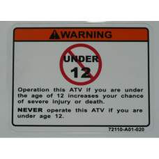 Warning Sticker, No Under 12, 85x65