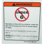 Warning Sticker, No Under 6