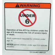 Warning Sticker, No Under 6