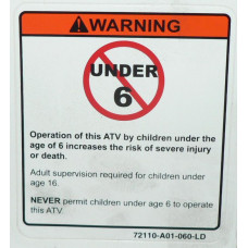 Warning Sticker, No Under 6