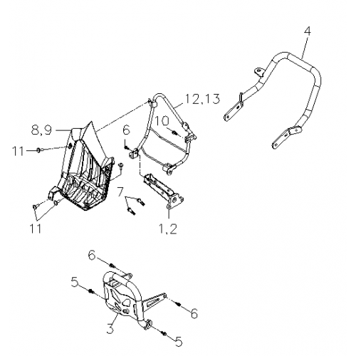 Heel Footrest, Front Bumper, Rear Hand Grip