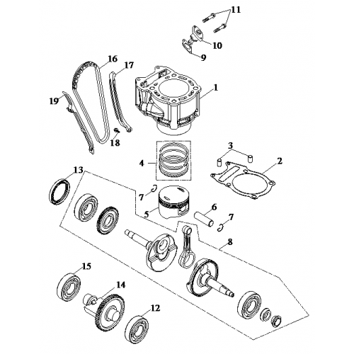 Piston, Crankshaft, Cylinder