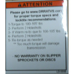 Warning Sticker, Torque Specs