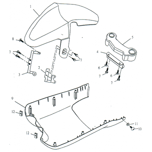 Cowling, Front Fender OEM ADLY Scooter Panther 50cc 2002 Adly (H