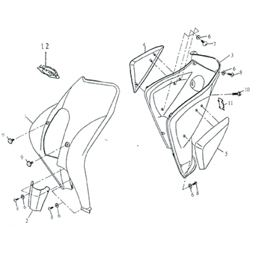 Front Cover, Inner Box OEM ADLY Scooter Panther 50cc 2002 Adly (