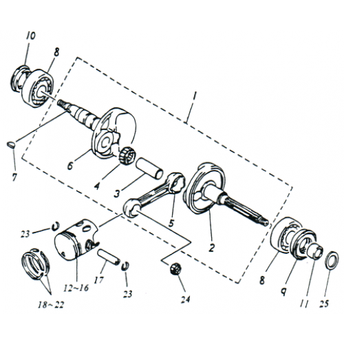 Crankshaft, Piston OEM ADLY (Her Chee) SuperSonic Scooter 50cc I