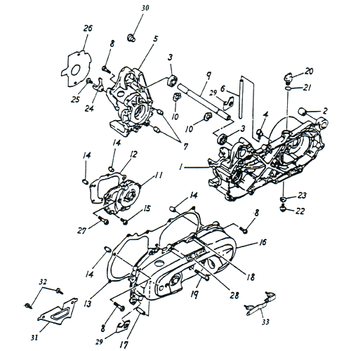 Crankcase OEM ADLY (Her Chee) SuperSonic Scooter 50cc II 2002 (1