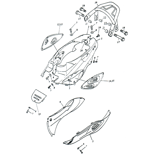 Body Cover (Luggage Carrier) OEM ADLY (Her Chee) SuperSonic Scoo