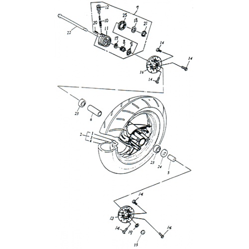 Front Wheel (Aluminium Rim) OEM ADLY (Her Chee) SuperSonic Scoot