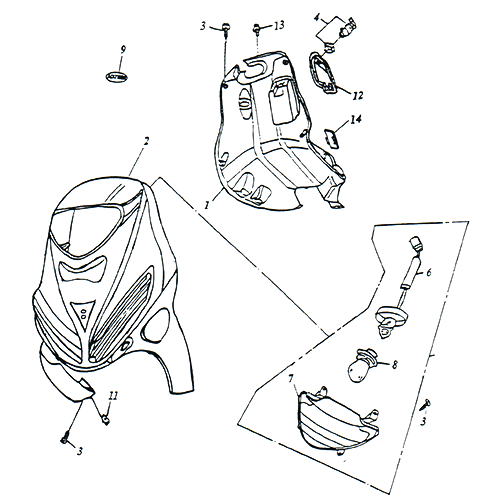 Front Cover, Head Light OEM ADLY (Her Chee) SuperSonic Scooter 5